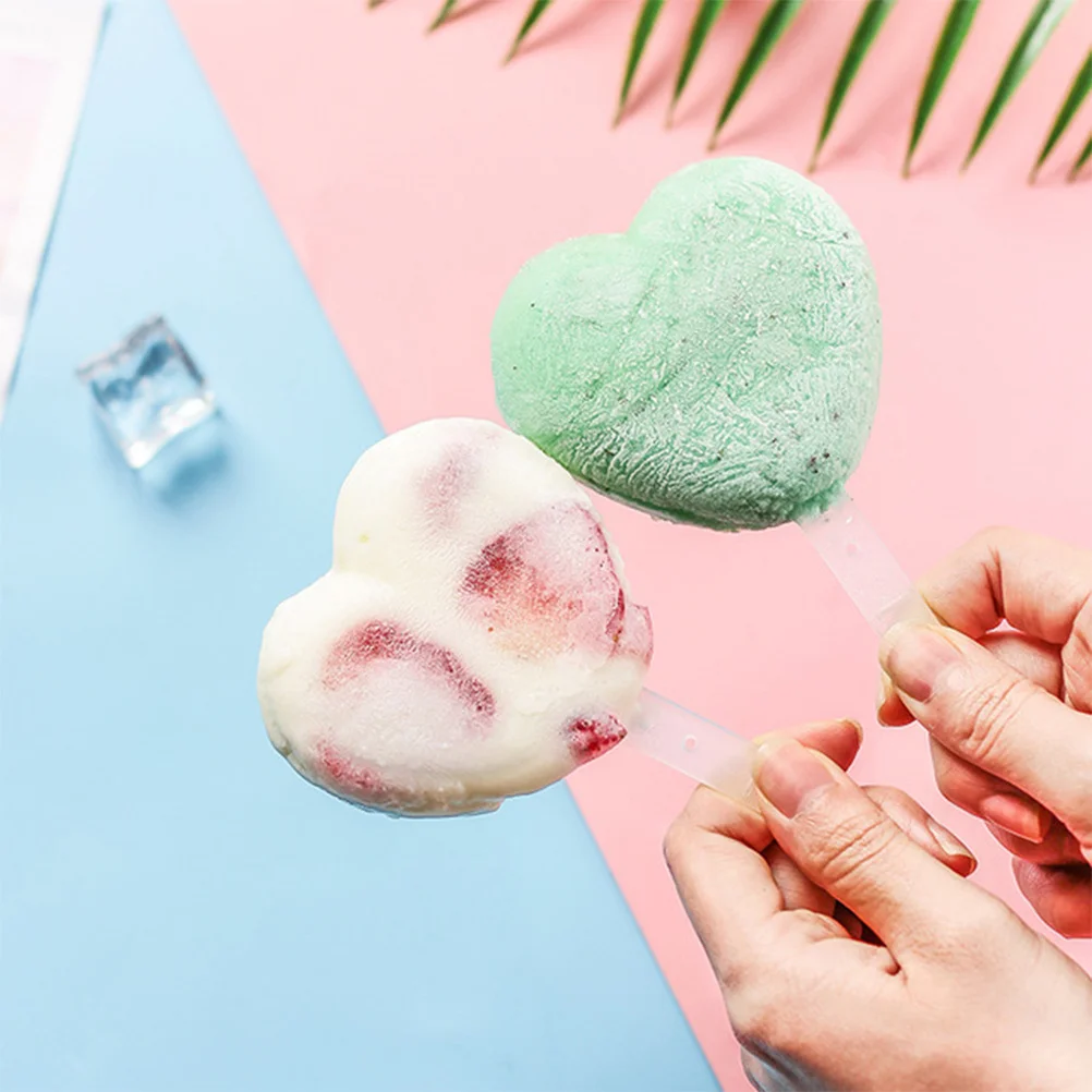 

6Pcs DIY Ice Cream Mold Set Silicone Popsicle Maker Soft Reusable Heart Semiellipse Treats Moulds for Family