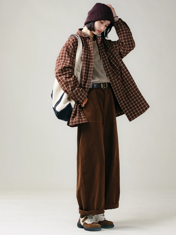 

Теплая хлопковая клетчатая свободная женская куртка-рубашка на осень-зиму, повседневная, ветрозащитная, с длинными рукавами, на пуговицах, для женщин