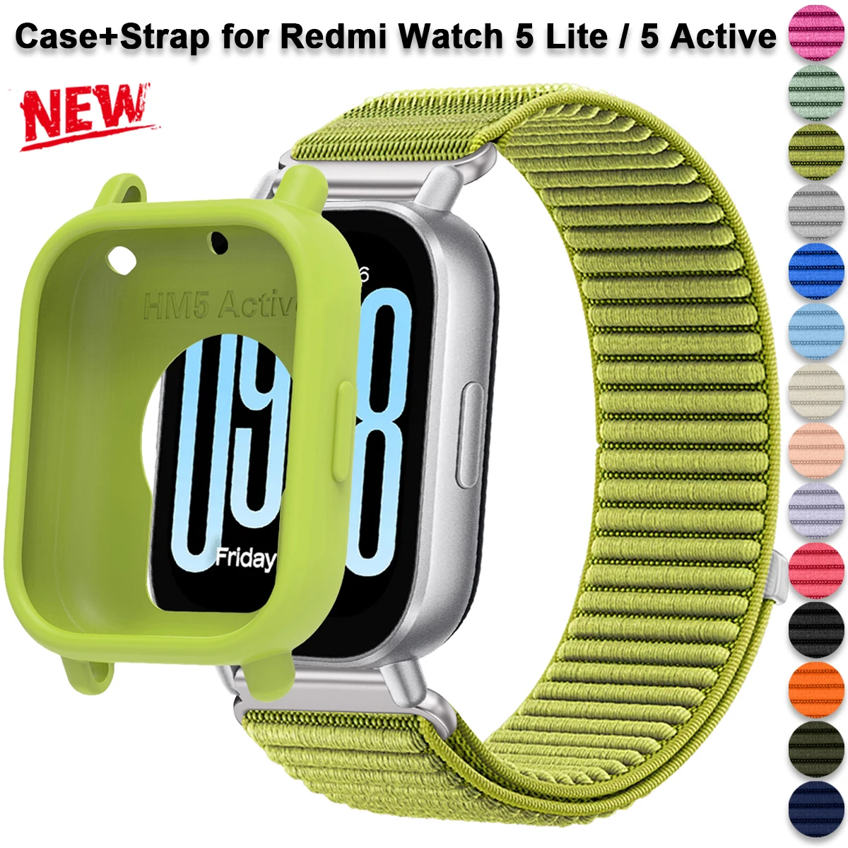 Nylon Strap +TPU Case for Redmi Watch 5 Lite / 5 Active Soft sports Bracelet Belt Protector Shell cover Repacement Accessories