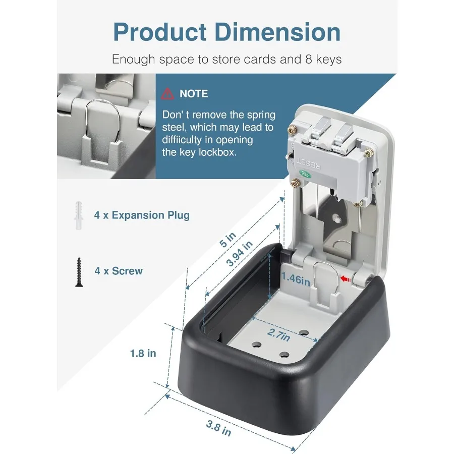 4-значный комбинированный водонепроницаемый замок для ключей с настенным креплением для наружного сейфа большой емкости, идеально подходит для H