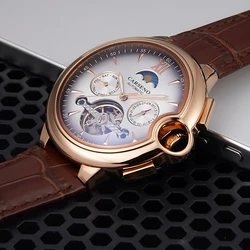 Tourbillon Watches Top Brand Luxury Automatic Watch Men 45mm Mechanical Wristwatches Vintage Sports Moon Phase Clock CASENO 2024