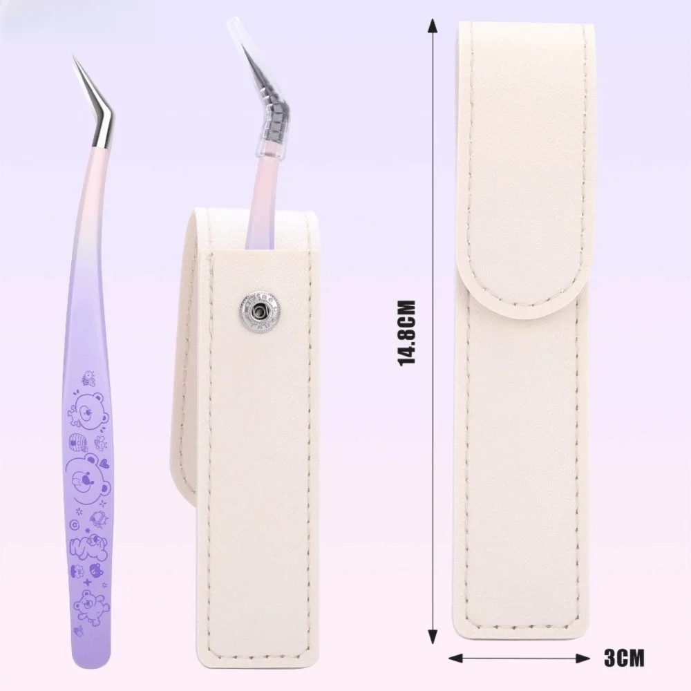 Stainless Steel Precision Tweezers Anti-static Cartoon False Eyelash Tweezers High Precision Non Slip Grip Craft Tweezers
