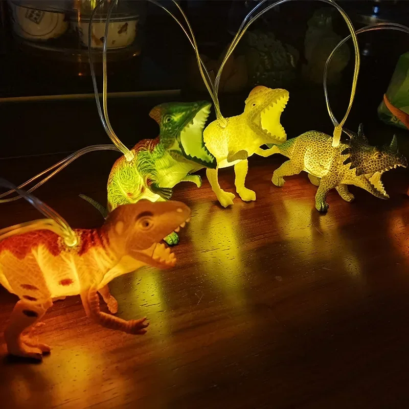 LED Dinosaur Light String Amusement Park Children\'s Room Decoration Enamel Cartoon Animal Light Christmas Day Light