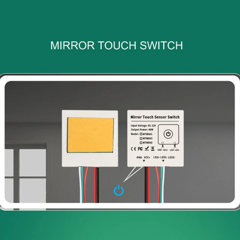 Bathroom Mirror Light Isolated Touch Switch Mirror Dedicated Touch ON/Off for Energy-Saving Lamps Light Tubes LED 12V 5A 87HA