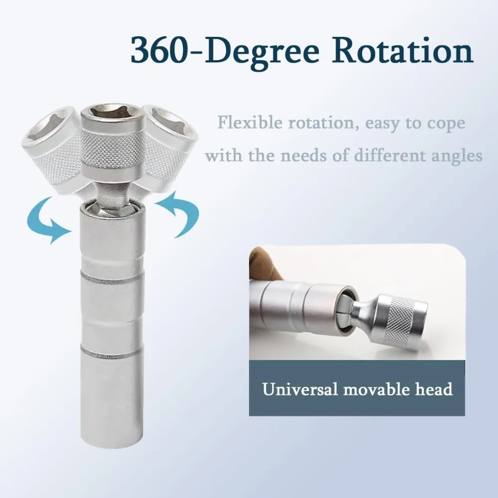 14mm 16mm 18mm 21mm Universal Joint Spark Plug Socket With Magnetic Thin Wall 12 Angle Flexible Socket Wrench Car Repair Tool