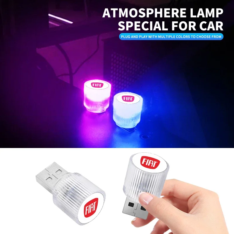 Mini lámparas LED USB para coche, luz ambiental decorativa, lámparas de ambiente para Fiat JUNTO abarth 500 stilo ducato palio bravo doblo Egea
