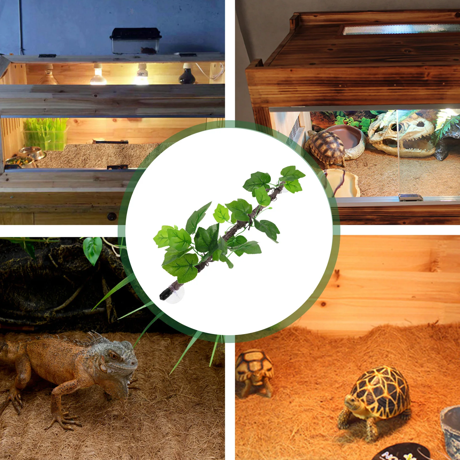 انحناء الزواحف الكرمة الاصطناعي الغابة تسلق فرع أوراق وهمية شفط كأس ل الحرباء الثعابين الضفادع التنين الملتحي