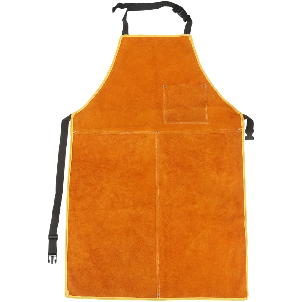 Cowhide Leather Welding Apron Heat Resistant Flame Retardant Adjustable With Pockets For For Blacksmith For Grilling For Forge W