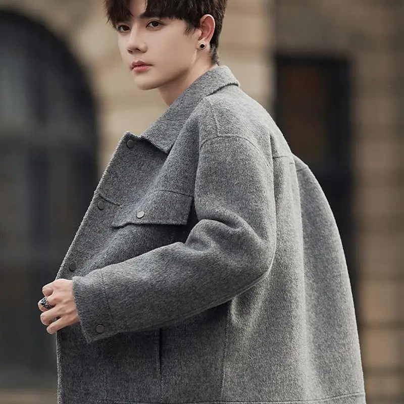 

Двусторонняя шерстяная повседневная куртка для мужчин, высококачественная мужская верхняя одежда, новинка весна-осень, из шелковой пряжи