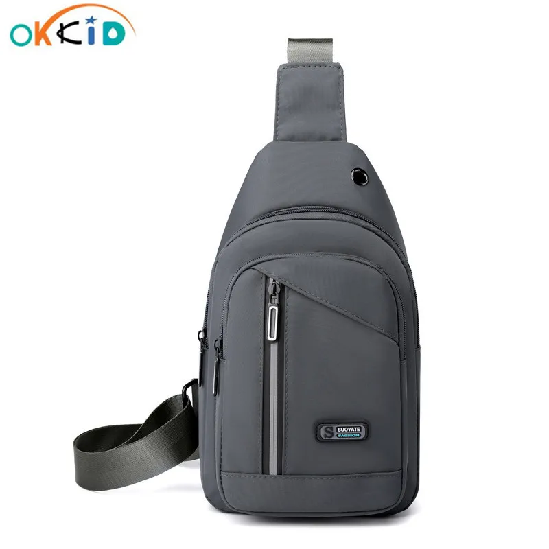 

OKKID chest bag for men small shoulder bag for mobile phone male Reflective Strips sports bags mini anti theft travel bagpack