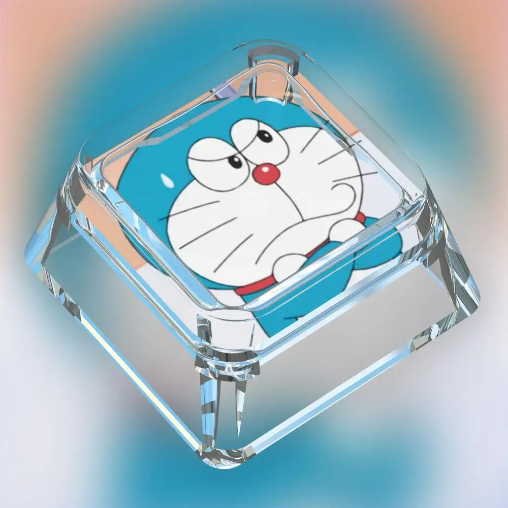 Doraemon 1 Stuks Hars Originele Drip Ice Transparant Goudfolie Key Cap Zilverfolie Cross Shaft Mechanische Toetsenbord Key cap Gift