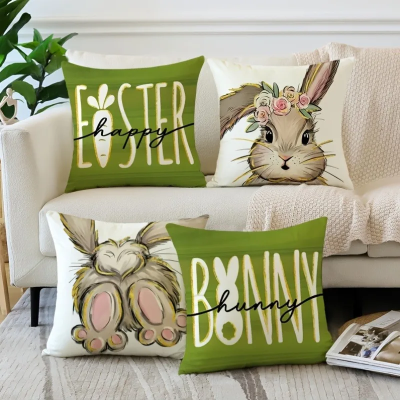 Easter decoration pillow cover bunny print living room sofa cushion cover farmhouse home room decoration holiday gift Short plus