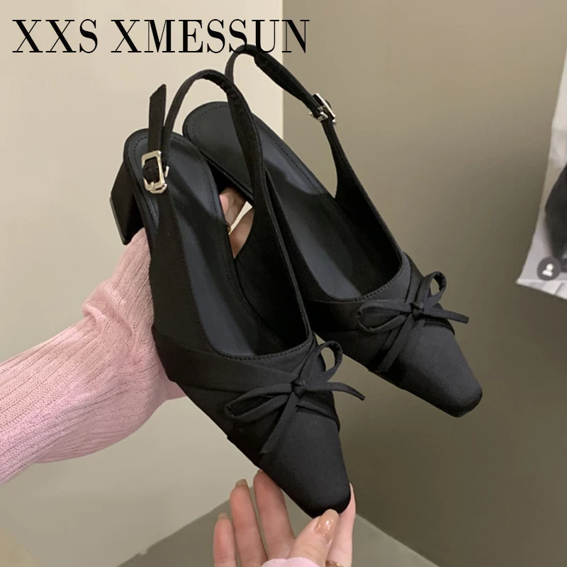 

XXS XMESSUN 2026 New Summer Open Toe Thick Heel Women Sandals Fashion Butterfly-knot Stripper Party Shoes Ladies Sandalias