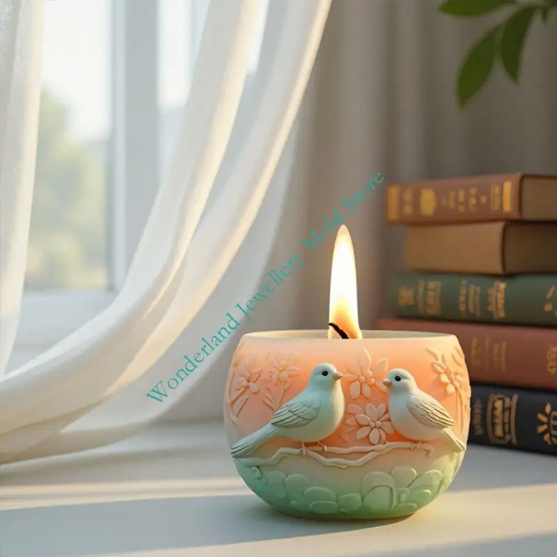 قالب سيليكون بنمط الطيور H7EB لصناعة مجوهرات الراتنج والمزارع الفريد