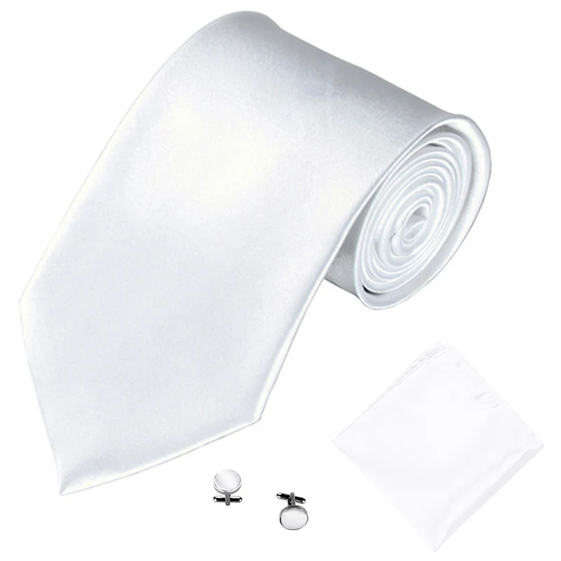 Cravatte da uomo Set Regali per uomo Donna 10CM Accessori da sposa Gemelli Hanky in raso Cravatta Accessori Hombre Gravatas Masculino