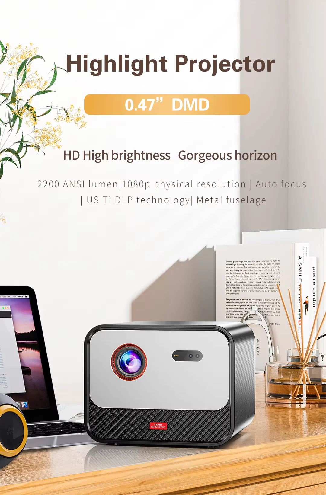 Paihao X5 Smart Android 11 Max 4K Projetor 1920*1080p 1600ANSI Lumens DLP Link 3D LED Portátil Foco Automático Home Theater
