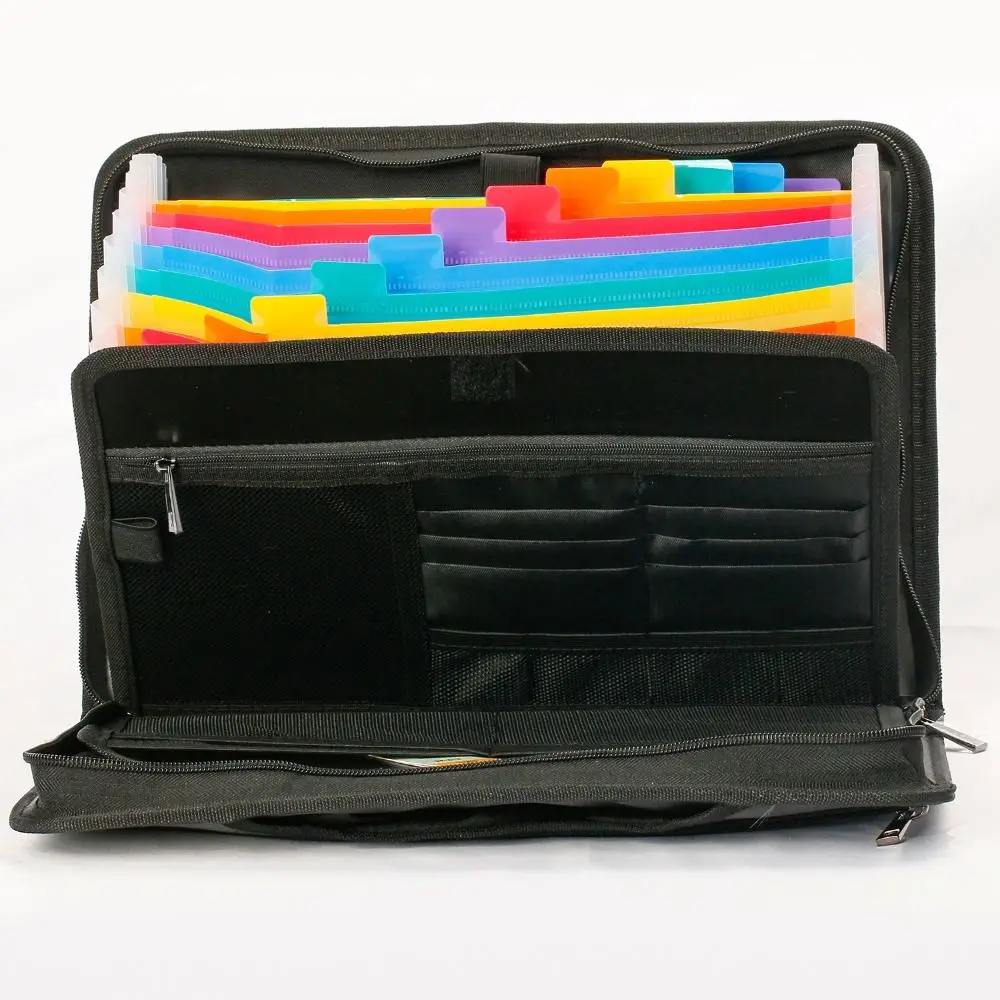 Fireproof File Organizer Colorful Tabs Zipper Closure Document Organizer Water Resistant Large Capacity Accordion Folder Base