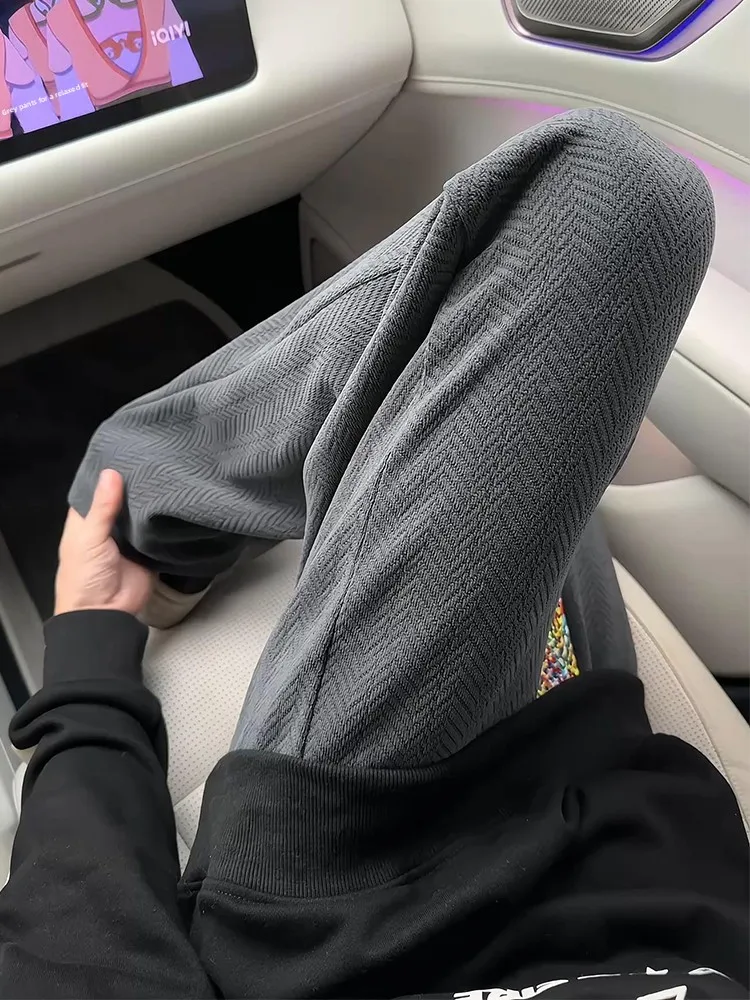 

Мужские прямые спортивные брюки с узором «пшеничные стебли», осенние, американского кроя, из плотной ткани, повседневные, с завязками на талии