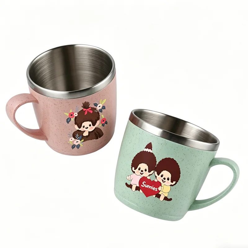 Monchhichi Toothbrushing Printing 304 Stainless Steel Toothbrush Cup Convenient Drop-resistant Cup Mouthwash Cups Portable Glass