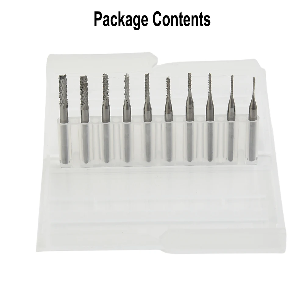 

Набор из 10 фрез для гравировки печатных плат, 0.8-3.175 мм, твердосплавные, для удаления покрытий, 1/8 дюйма, для ЧПУ, новый, бренд Ark