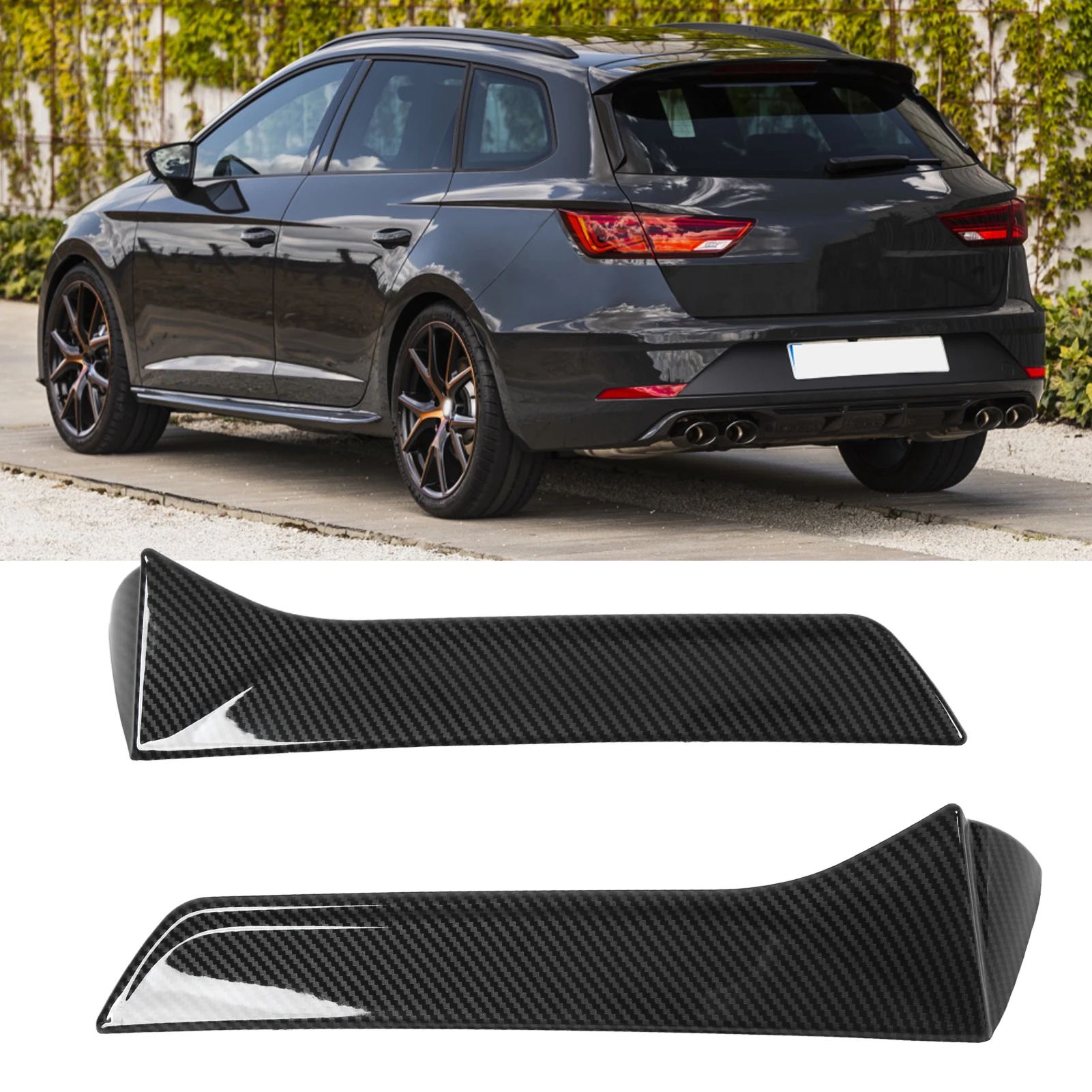 Rear Window 2PCS Rear Window Side Splitter Wing Exterior Trim Left Right Replacement for SEAT LEON 5F FR Mk3 MK3.5 2013‑2021