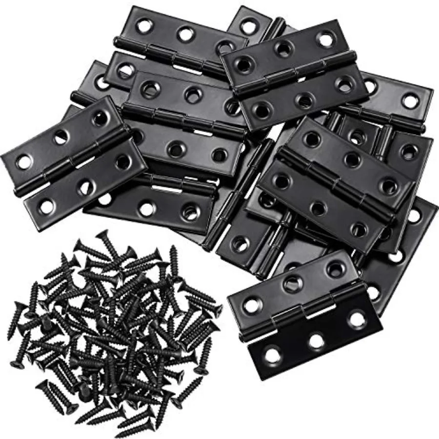 16 Pieces Small Door Hinges Stainless Steel Folding Butt Hinges Home Furniture Hardware Piano Cabinet Door Hardware with 96 Pie