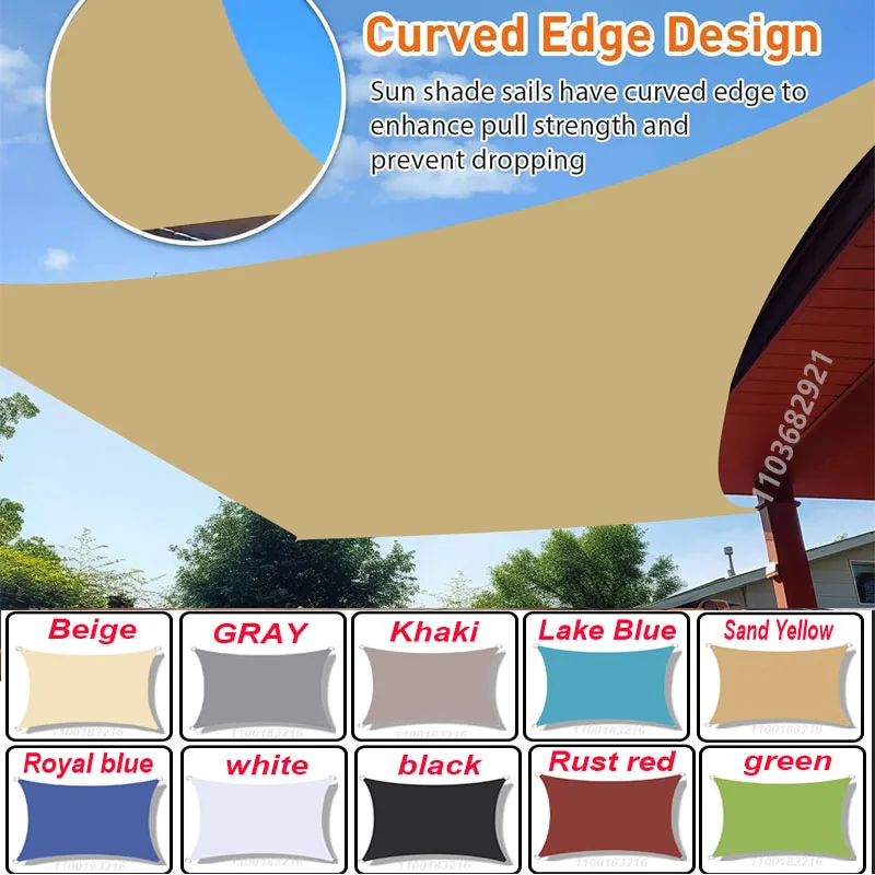 Multi Color Waterproof Large Sunshade Canopy, Garden Terrace, Swimming Pool, Sunshade Sail, Canopy, Camping