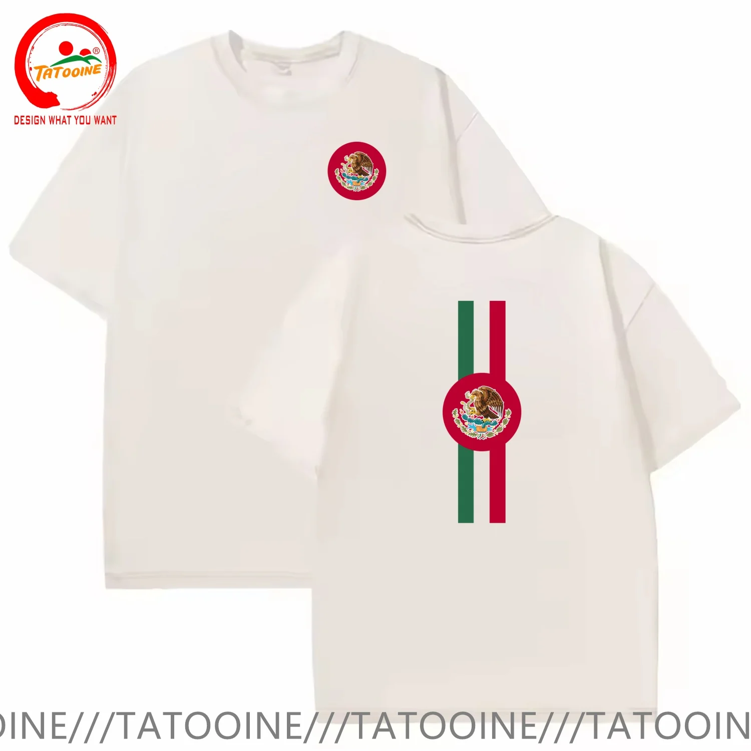 Vintage Washed Cotton T-Shirt Funny Designer Mexican Mexico Coat of Arms T Shirt Men Fashion Trendy Casual Clothing Stylish Tops