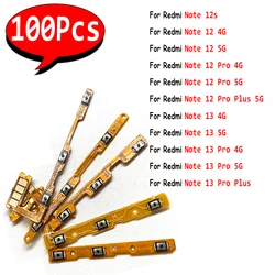 100Pcs，Power on/off Volume Key Switch Button Flex Cable Ribbon For Xiaomi Redmi Note 12S 12 13 Pro 4G 5G Plus