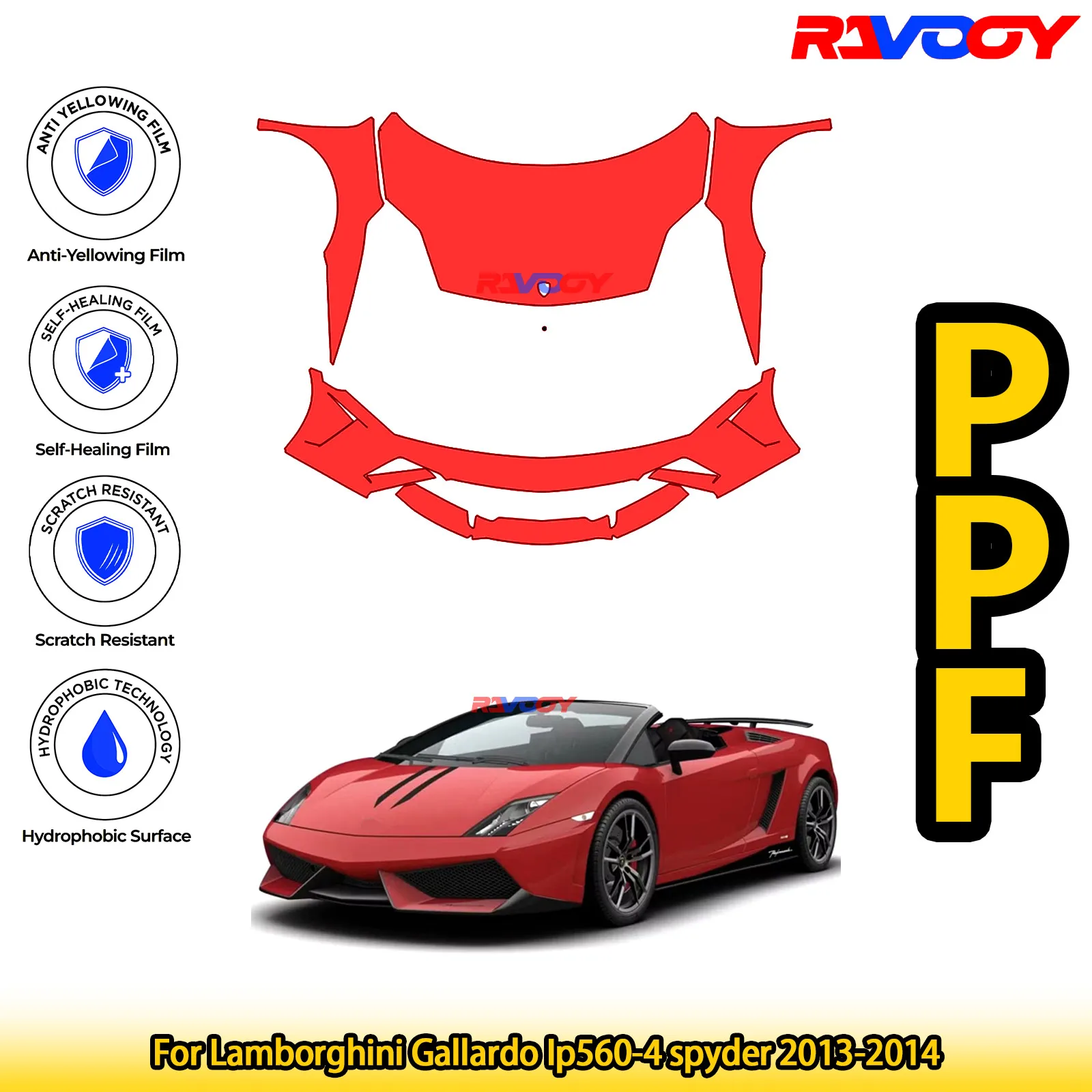 

For Lamborghini Gallardo Ip560-4 spyder 2013-2014 Glossy Matte Black Precut front PPF Kit Paint Protection Film