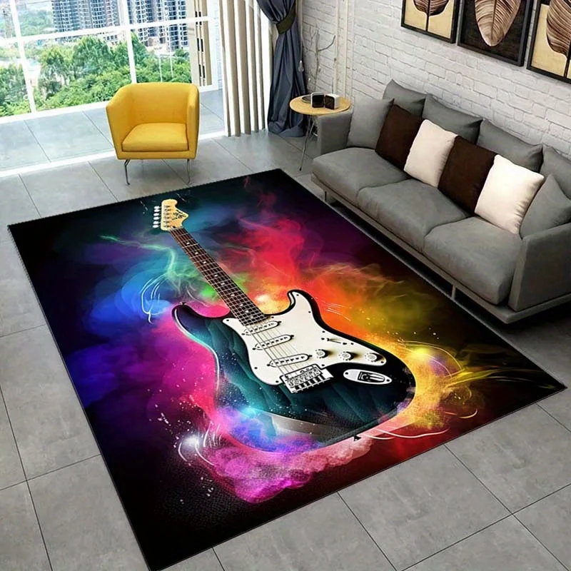 

Colorful Guitar Nebula Rug for Music Rooms - Vibrant Design, Soft Material, Perfect for Musicians | Instrument Themed Decor