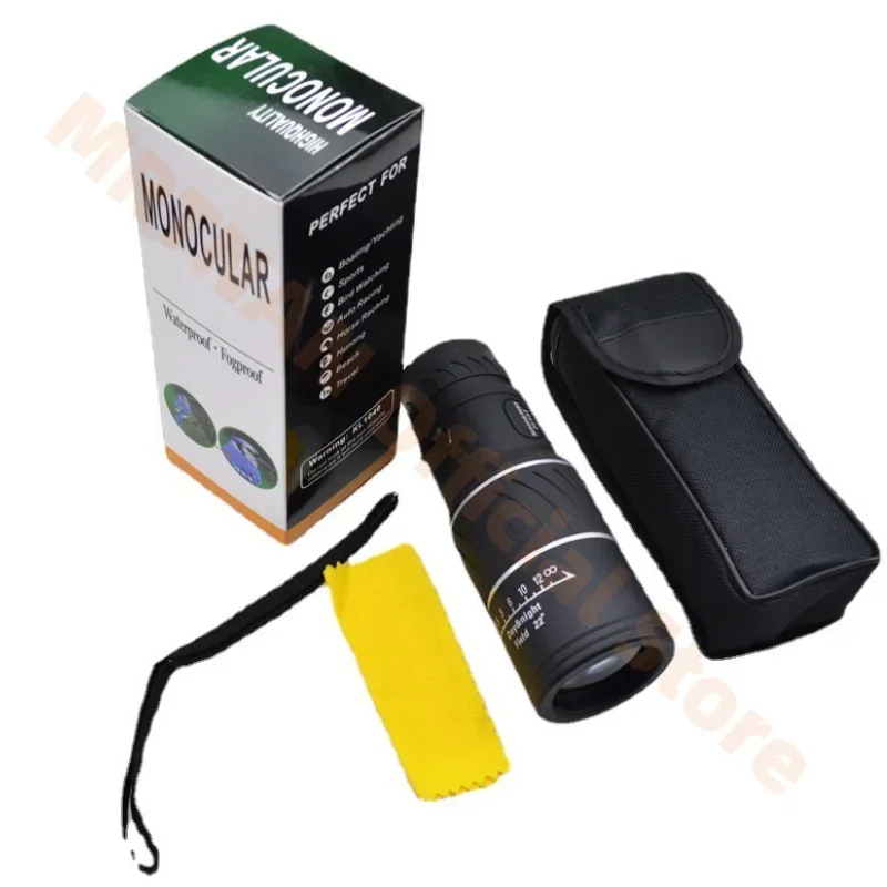 High Definition Green Film 16x52 Monocular Telescope Outdoor Portable HD Telescope Low Light Hiking Concert Telescope