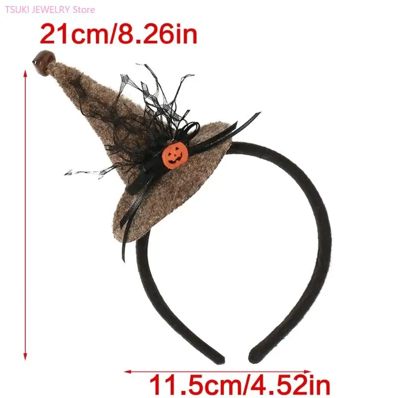62KE ساحرة خوذة الهالوين إكسسوار شعر ناعم للأطفال والكبار عصابات رأس للمناسبات #6