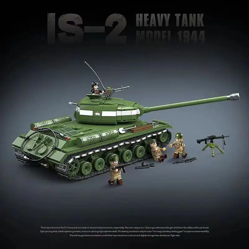 100249 Full Crown IS-2 Heavy Tank 1944 Model Fully Assembled Interlocking Plastic Toy Gift