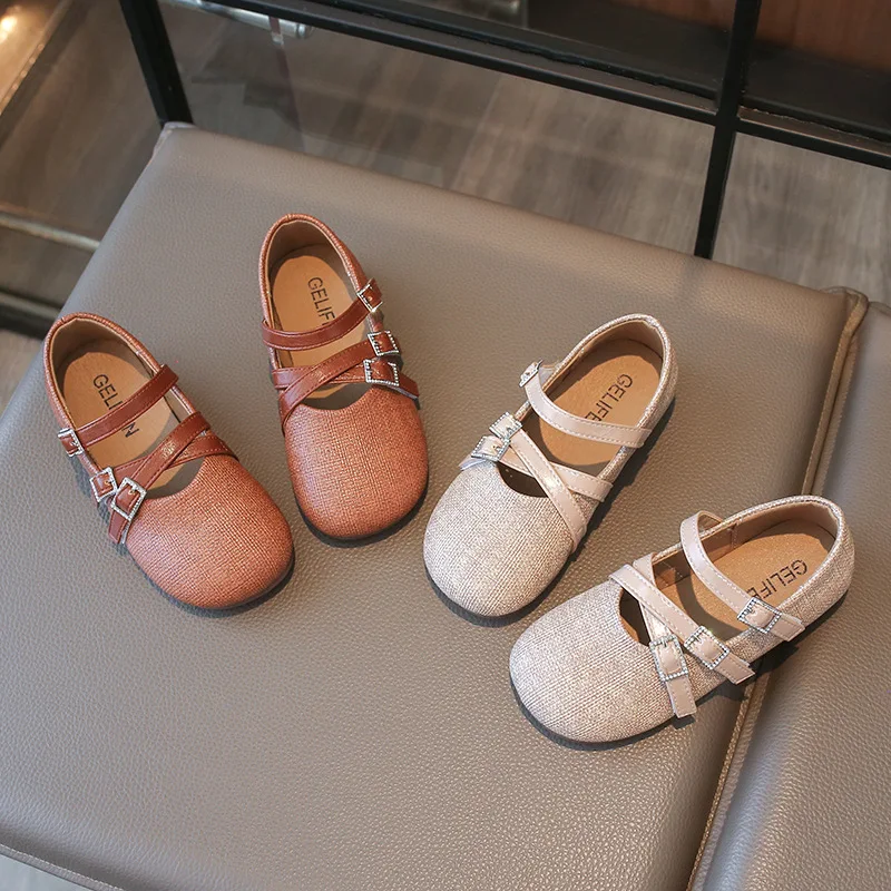 Girls Mary Jane Shoes Flat Kids Thin Strap Hook Loop Low-cut Shoe 2026 Autumn New Children Walking School Footwear Size 26-36