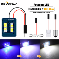 1x Festoon LED Reading Light 8SMD Blue White with T10 BA9s C5W Socket Car Wedge Interior Dome Auto Width License Plate Lamp 12V