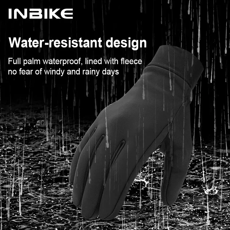 INBIKE Winter Fleece Cycling Gloves Warm Biking Glove for Riding for Men Women Bicycle Gloves Waterproof Touchscreen Accessori