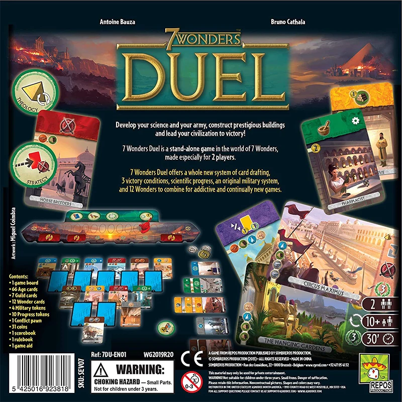 All English 7 Wonders duel Version Board Games Fans Friend Party Strategy Cards Games Collection Toys Gifts for Adults