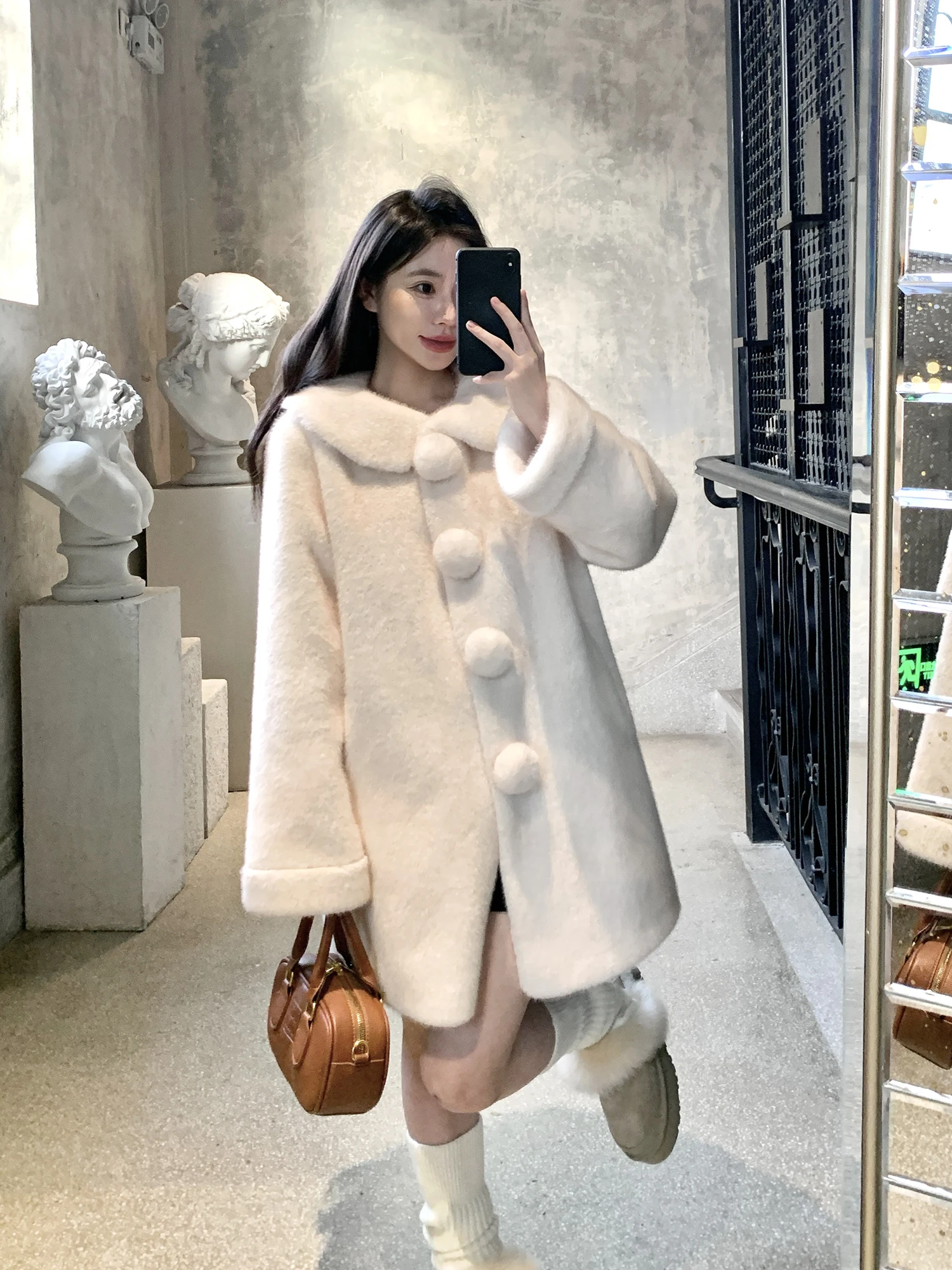 

Withmxboom ey Home Eco-friendly Mink Long Coat Women Winter Loose Soft Versatile Fur Jaet Stand Edition Long Sve