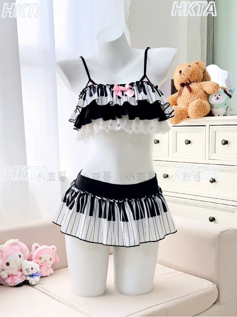 Japanese Sweet Girls Cute One-piece Swimsuit Split Swimwear Bikini Set New Summer Y2k Casual Bathing Suit Women Beach Vacation
