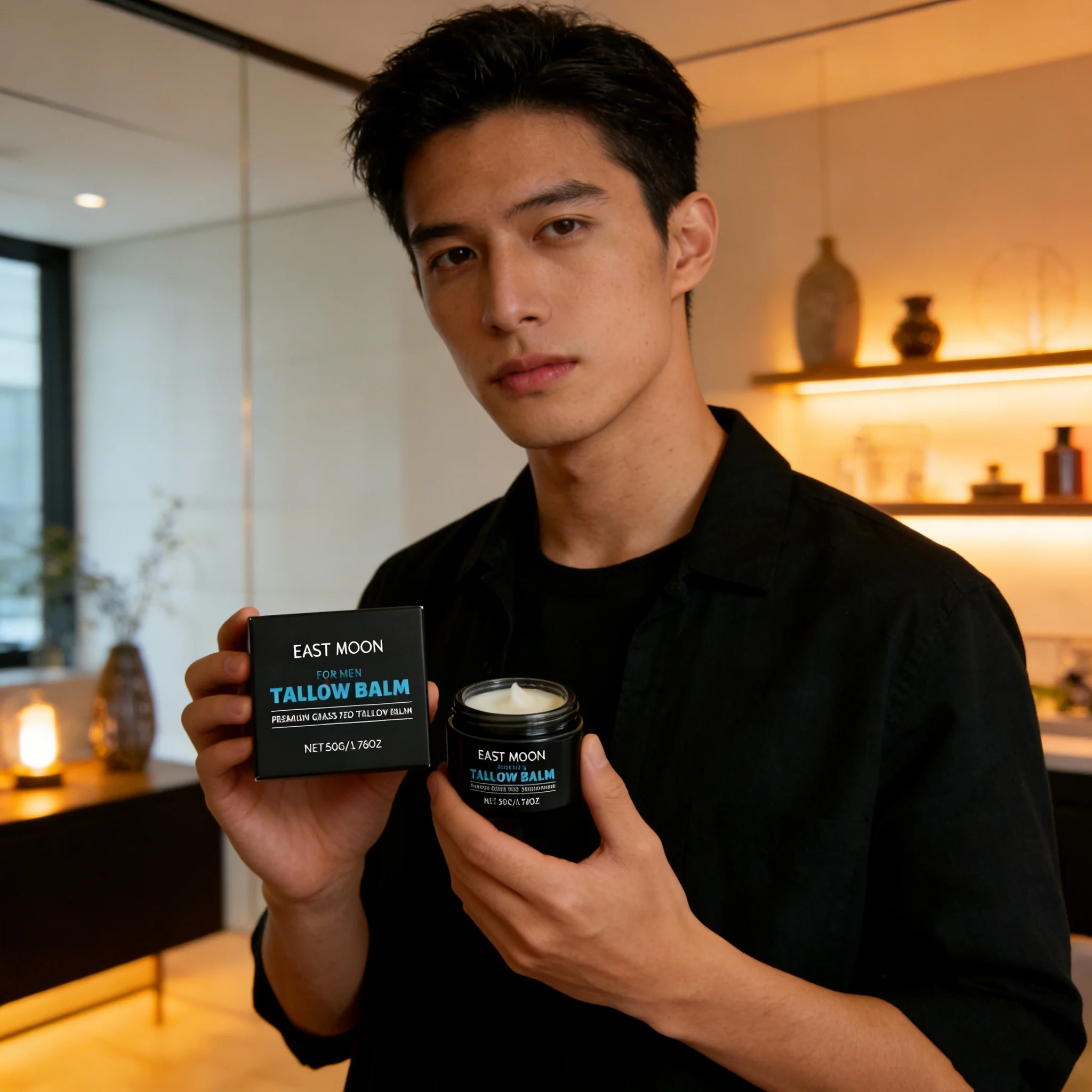 Tallow Facial Care Balm for Man Nourish Dry Improve Elasticity Remove W-rinkle Oil Control Glowing Skin Face Moisturizer Creams