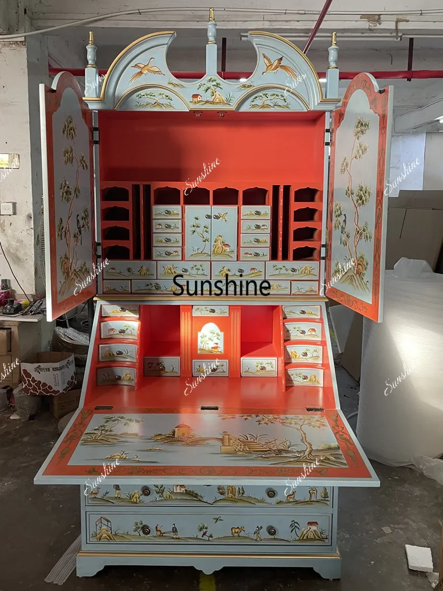 French-style painted decorative cabinet, hand-painted classical simplicity, small apartment