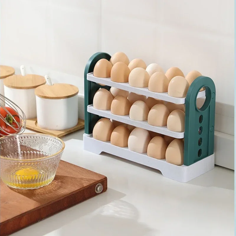 30 Grid Egg Storage Box Rotating Fridge Holder Case Refrigerator Space-saving Organizer Container Home Kitchen Rack Dispenser