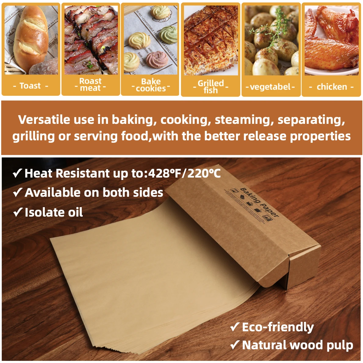 Parchment Paper Baking Paper Non-Stick Precut Square 4” to 12” Baking Sheets Grilling Air Fryer Steaming Bread Cake Cookie