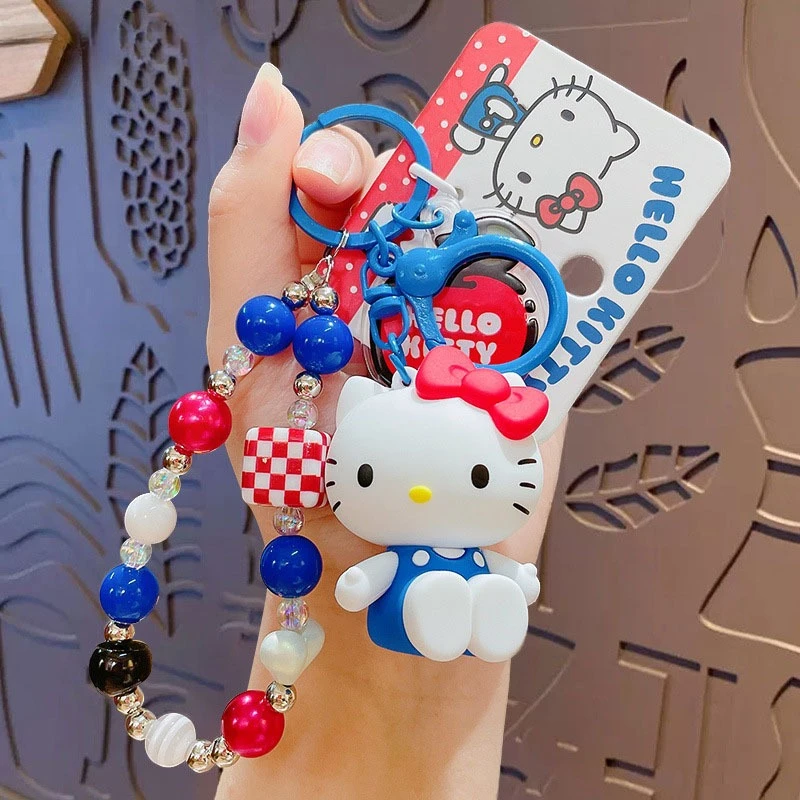【In Stock】Kawaii Sanrio Hello Kitty Doll Keychain Cartoon Cute PVC Car Key Anti-Lost Pendant Backpack Pendant Birthday Gift view 3