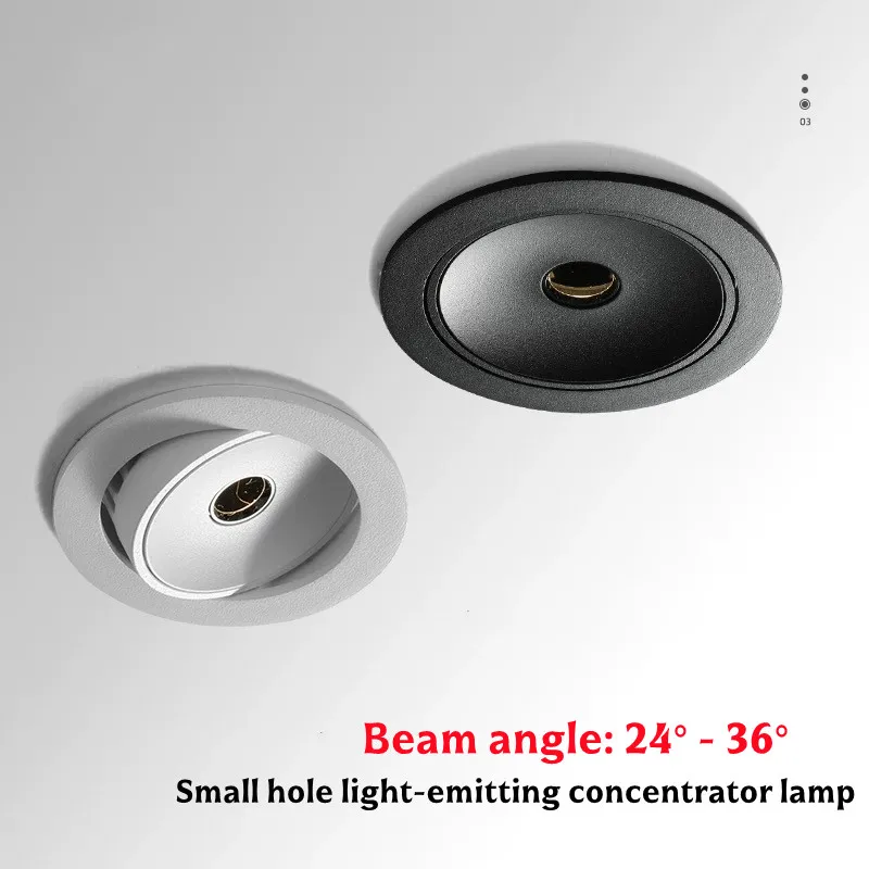Small round hole deep anti-glare spotlights, embedded hotel living room and bedroom ceiling lights, adjustable background wall