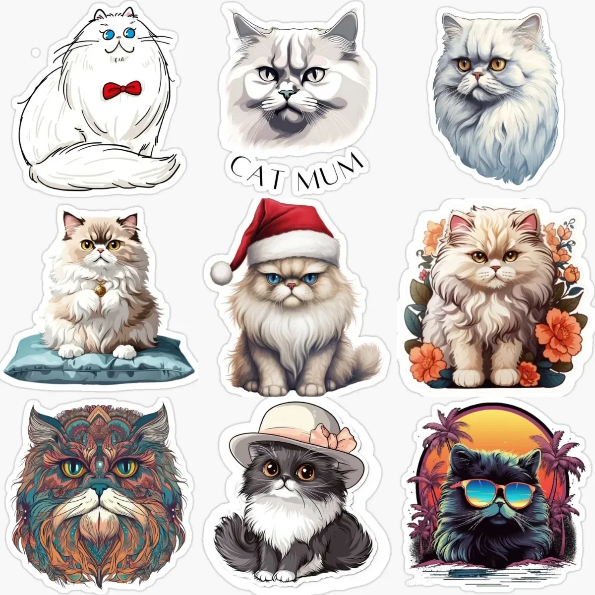 

Persian Cat Pets Cute Creative PVC Sticker for Decorate Door Fridge Wall Window Car Van Helmet Motorcycle Decal Accessories