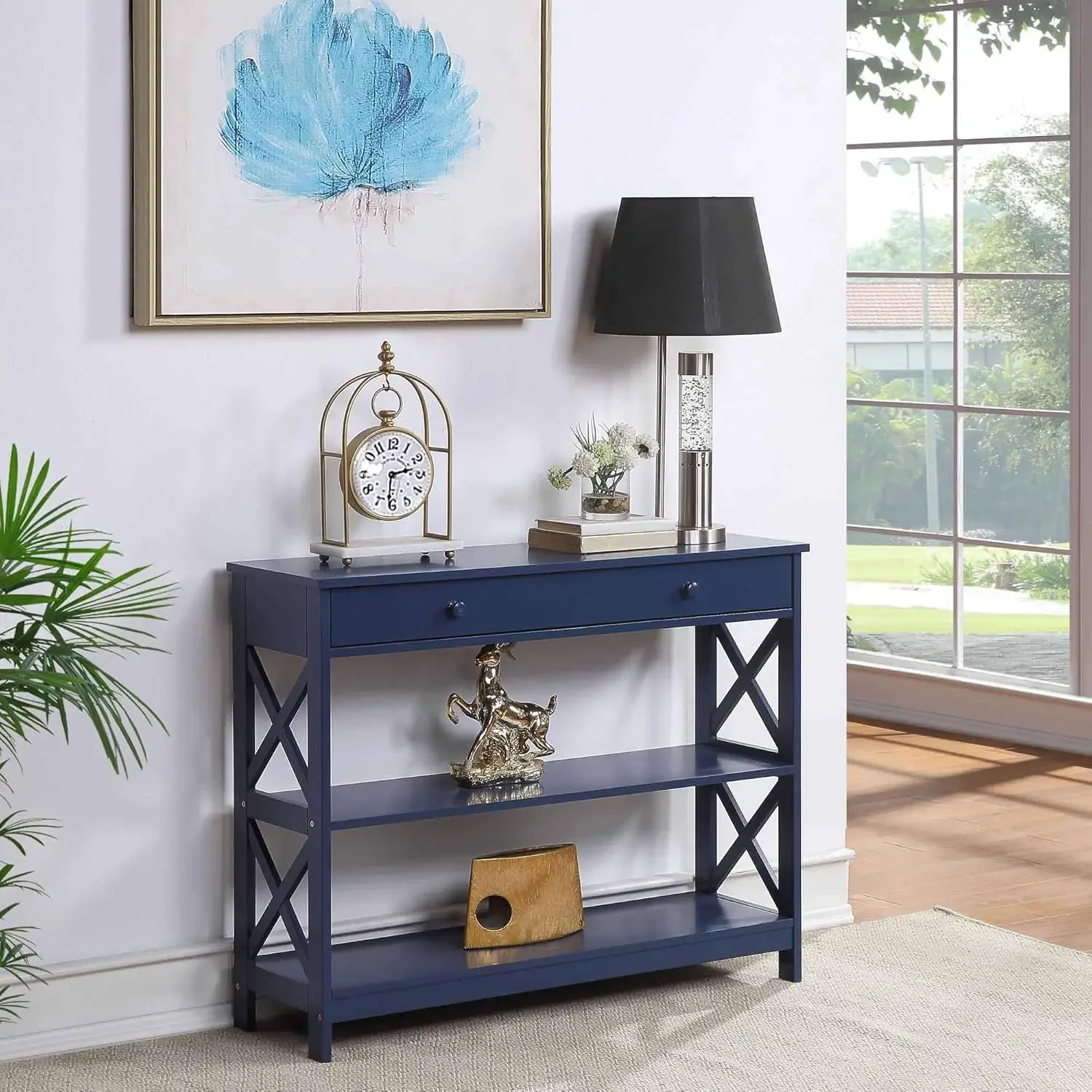 Concepts Oxford 1 Drawer Console Table with Shelves, Cobalt Blue