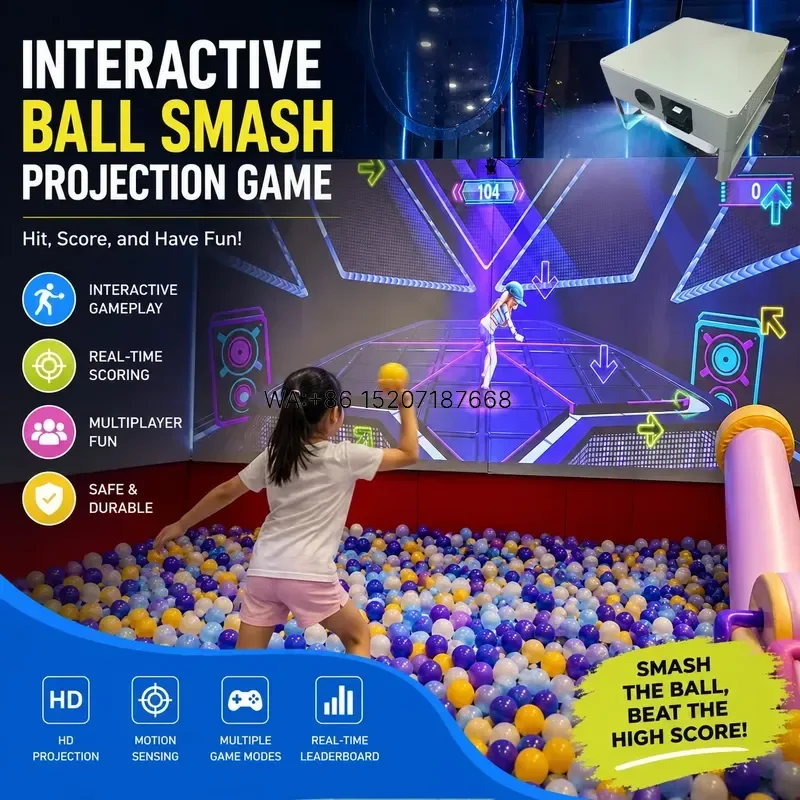 Wmwmnu for Indoor Playground Wall Projection Game Interactive System with Physical Ball Smashing Action Gameplay for Kids