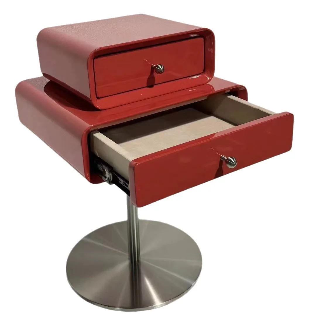 

Italian minimalist solid wood bedside table modern minimalist storage creative paint bedside table